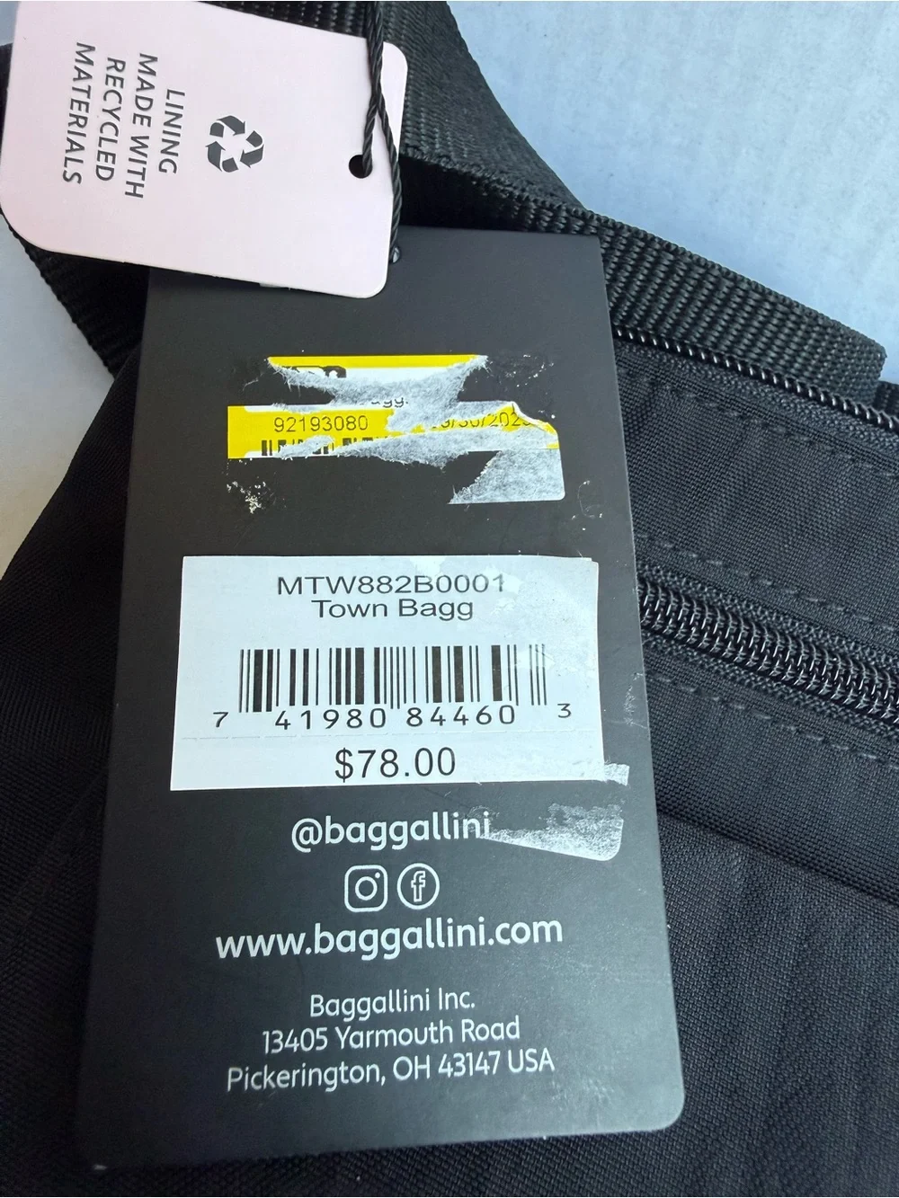 Baggallini Town Black Lightweight Crossbody Bag NWT